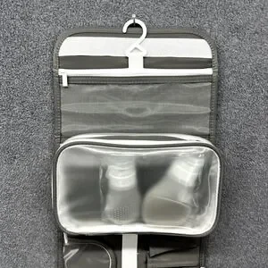 GoGo Travel Bag Hanging Toiletry Cosmetic Pouch Gray Compact Purse