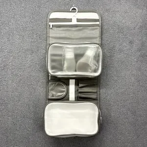 GoGo Travel Bag Hanging Toiletry Cosmetic Pouch Gray Compact Purse