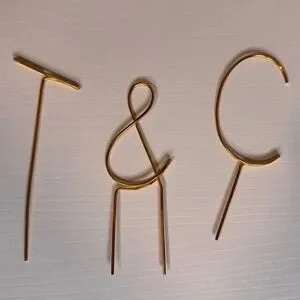 Gold Metal Letter Cake Toppers