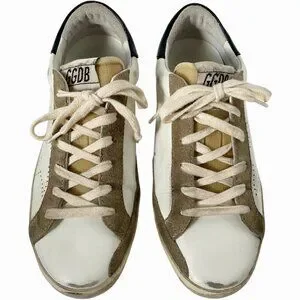 Golden Goose Super Star Sneakers Perforated Star White Blue Heel Tab Suede