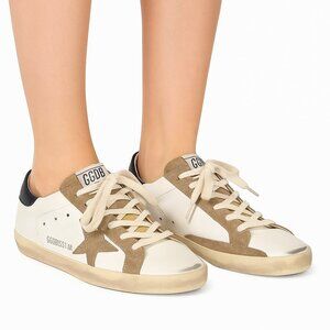 Golden Goose Super Star Sneakers Perforated Star White Blue Heel Tab Suede