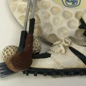 Golf Ball Shaped Photo Frame Holds 3"x3" Picture Clubs Ball Shoes Gift Dad Mini
