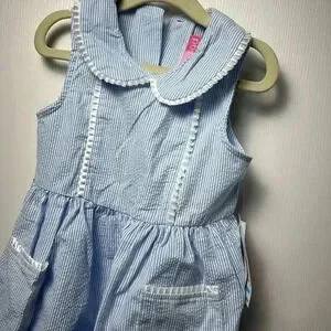 Good Lad Chambray Striped Pinafore Dress NWT Girls 5