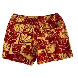Gotcha Vintage Men’s Lined Swim Shorts Trunks Red Yellow USA Size 38
