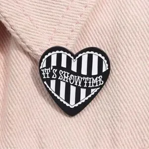 Goth Beetlejuice Heart Pin ”it’s showtime ” Tim Burton fun Goth Beetlejuice Heart Pin ”it’s showtime ” Tim Burton fun