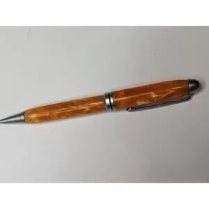 Graduate Twist Pen Satin Silver Finish Orange Acrylic Body Hand Turned Pen