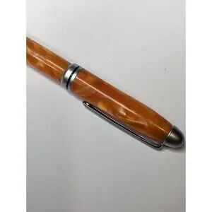 Graduate Twist Pen Satin Silver Finish Orange Acrylic Body Hand Turned Pen