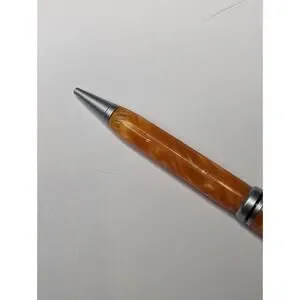 Graduate Twist Pen Satin Silver Finish Orange Acrylic Body Hand Turned Pen