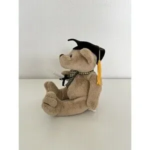 Graduation Plush Bear 6" Black Yellow Grad Gift Class Of 2023