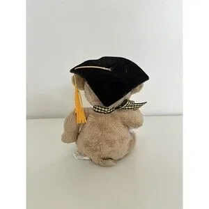 Graduation Plush Bear 6" Black Yellow Grad Gift Class Of 2023
