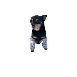 Gray Cream Knit Cotton Pet Leg Warmers Size S