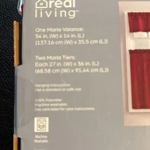 Great Living Red Tier And Valance Curtain Set