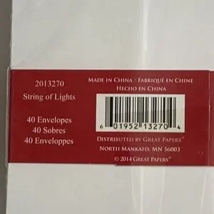 Great Papers White String Of Lights Festive Holiday Pack Of Envelopes 40 Count