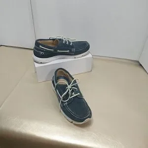 GREATS BROOKLYN MENS SZ 8 CADET BLUE SUEDE LEATHER SNEAKERS BOAT DECK SHOES