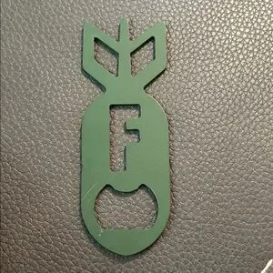 Green Bottle Opener Keychain F Bomb. Made In USA Source Unknown