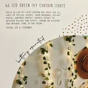 Green Leaf Curtain Lights - Warm White