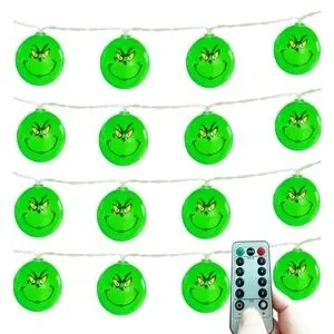 Grinch String Lights 30 LED 16 Feet Battery Powered Remote Christmas Gift NIB
