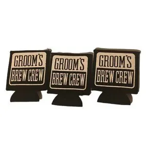 GROOMS BREW CREW Coolies Foam Collapsible Slim *Two Sets Of 3* O/S Black White