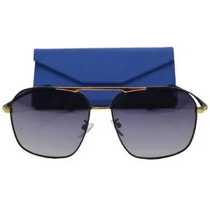 Gucci Aviator Sunglasses Black & Gold Gray Gradient Double Bridge