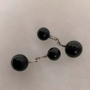 GUCCI Cufflinks Black Spheres And Sterling Silver