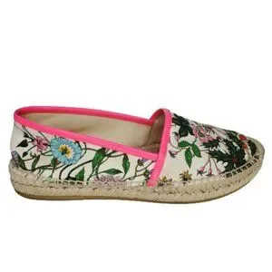 Gucci Flora Canvas Slip On Espadrille Flats