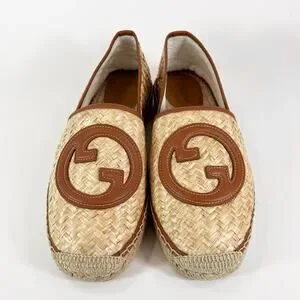 Gucci Interlocking G Raffia Leather Espadrille - Men’s 11.5