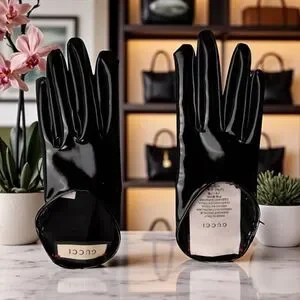 Gucci NWT Glossy Black Patent Leather Gloves