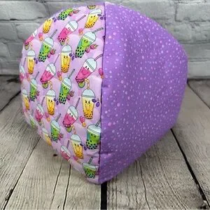 Guinea Pig Handmade Hut Bed Removable Pad Boba Tea Print Bearded Dragon Purple
