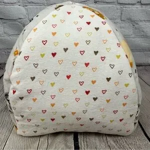 Guinea Pig Handmade Hut Bed Soft Flannel Fleece Hearts Bearded Dragon Rust Cream