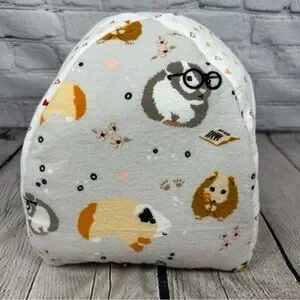 Guinea Pig Handmade Hut Bed Soft Flannel Fleece Hearts Bearded Dragon Rust Cream