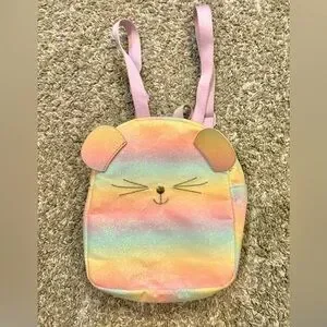 H&M Girls Rainbow Ombré Glitter Cat Mini Bookbag with Adjustable Straps