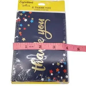 Hallmark Expressions Thank You Cards Blue With Colorful Stars 6 Cards LPH1083