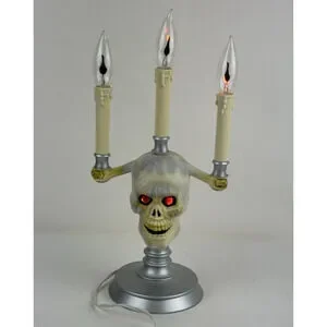 Halloween ‘94 Skull Skeleton TrendMaster Candelabra Lamp Light Up Candle Vintag