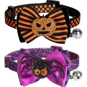 Halloween Cat Collar With Pumpkin And Spider