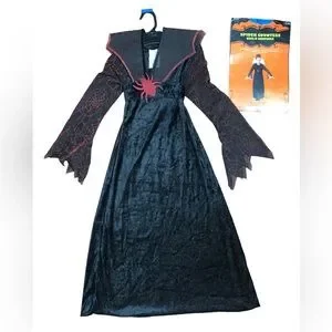 Halloween Costume Girl Spider Countess / Widow Long Dress Size Large Or 8-10