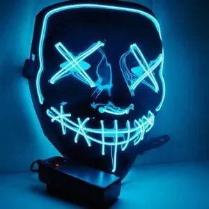 Halloween Neon LED Light-Up Masquerade Party Mask- Glows In The Dark