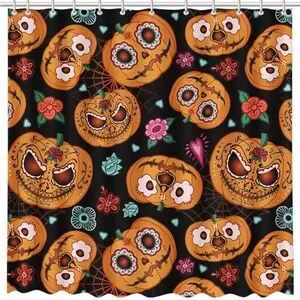 Halloween Pumpkin Shower Curtain Evil Pumpkin Shower Curtain Pumpkin Nig…