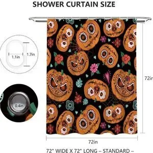 Halloween Pumpkin Shower Curtain Evil Pumpkin Shower Curtain Pumpkin Nig…