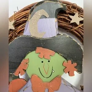 Halloween Wreath Green Witch Hag Best Witches Primitive Vintage Celestial Decor