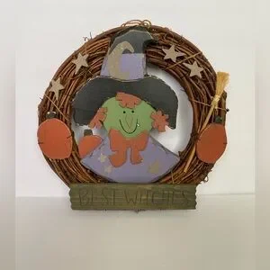 Halloween wreath green witch hag best witches primitive vintage celestial decor