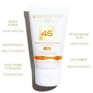 Hampton Sun Sunscreen SPF 45 Wrinkle Control Face Cream W/ Hyaluronic Acid 2 Oz
