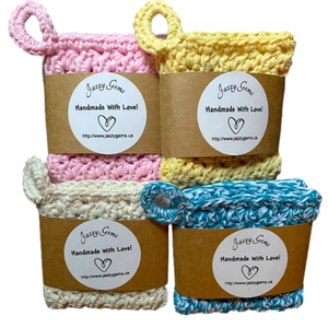 HAND CRAFTED Crochet Washcloth Dishcloth with Hang Loop 100% Cotton CHOOSE COLOR