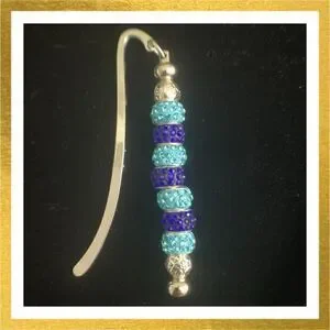 HAND CRAFTED Silver RHINESTONE Beaded BOOKMARK HAND CRAFTED Silver RHINESTONE Beaded BOOKMARK