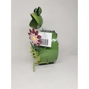 Hand Painted Rustic Metal Bird Houses Frog With Flower