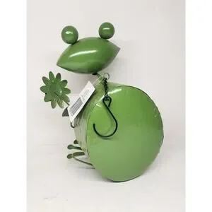 Hand Painted Rustic Metal Bird Houses Frog With Flower