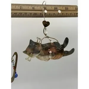 Handcrafted Animal Metal Ornaments With Beads Unique Cat Elephant Kitten