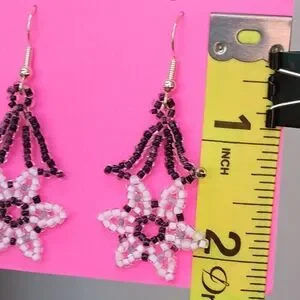 Handcrafted Black & White Flower Earrings Hippie Retro 60s MOD