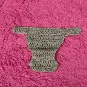 HANDCRAFTED & HAND CROCHETED GREEN DIAPER COVER WITH FLORAL WOODEN BUTTONS PR-NB