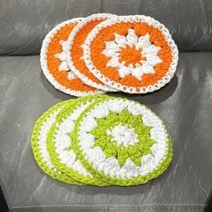 Handmade 100% cotton crochet citrus slice coasters