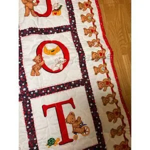 Handmade Alphabet Quilt Teddy Bear Design ABC Nursery Baby Blanket 40x32